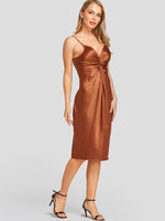 NEW FEELING Womens Coffee V-Neck Dresses