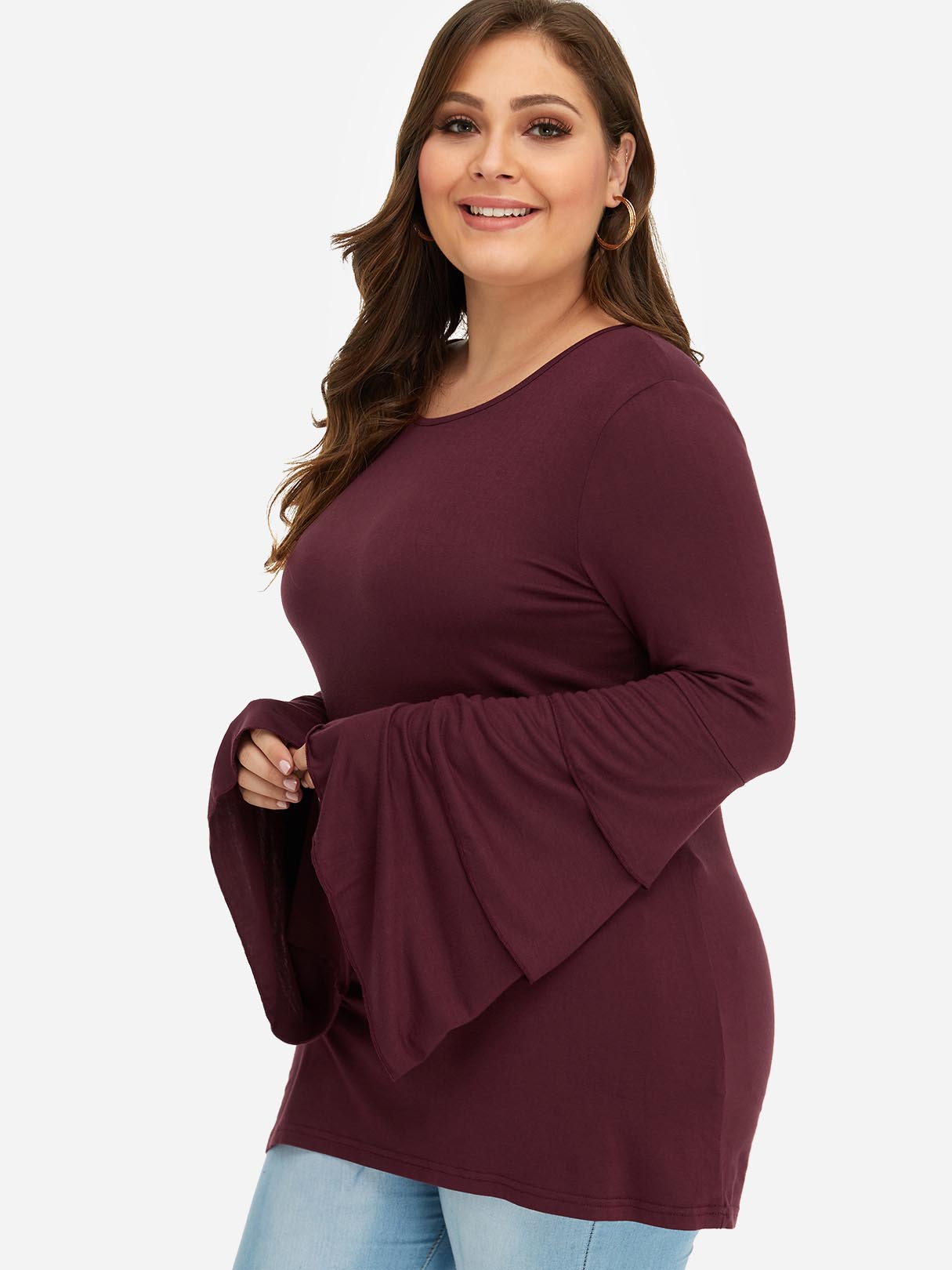 OEM Ladies Burgundy Plus Size Tops