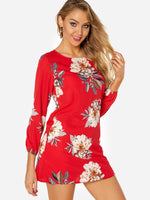 OEM Ladies Red Floral Dresses