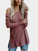 Wholesale Off The Shoulder Long Sleeve Knitted Top