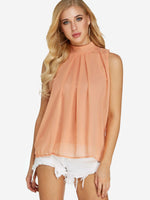 Wholesale Plain Sleeveless Ruffle Hem Tank Top