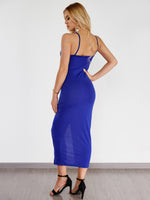 NEW FEELING Womens Dark Blue V-Neck Dresses