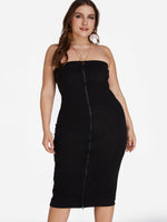 Wholesale Strapless Plain Zip Back Sleeveless Black Plus Size Dresses