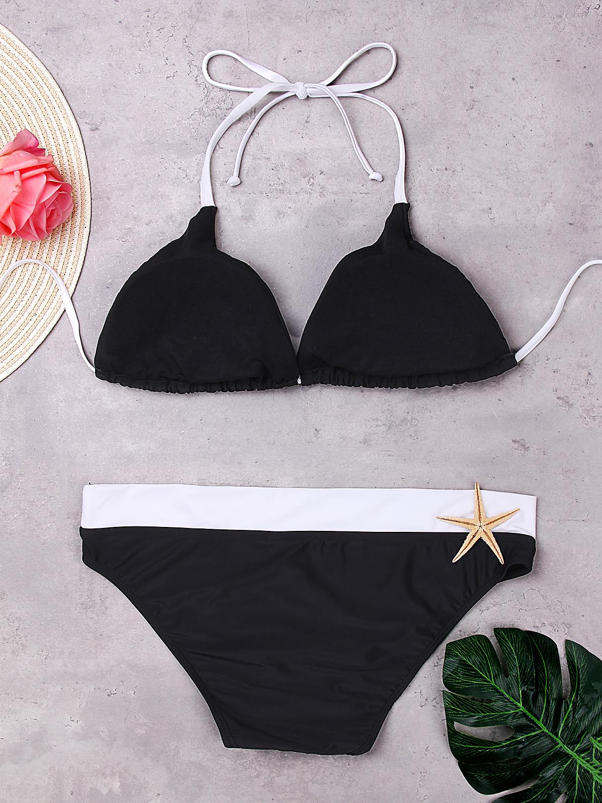 NEW FEELING Womens Black Bikinis