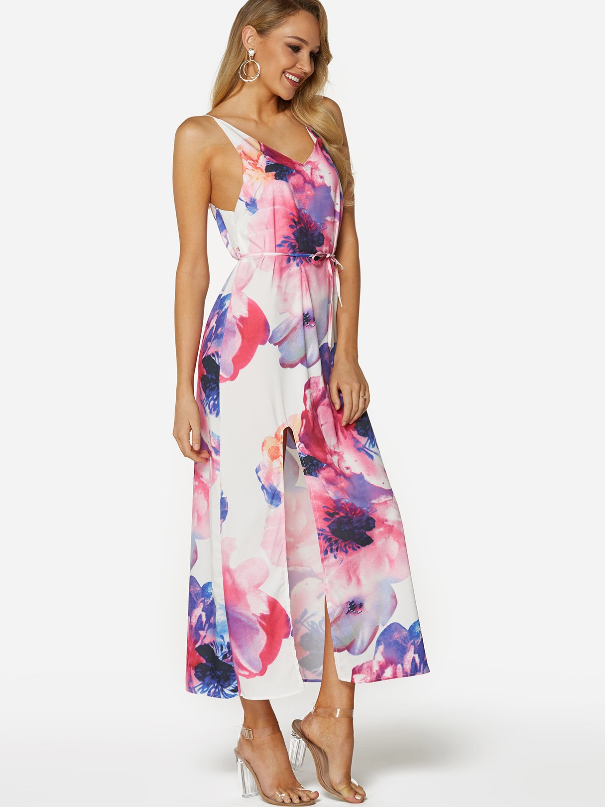 OEM Ladies White V-Neck Dresses