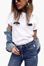 Wholesale Round Neck Printed Short Sleeve White Tee