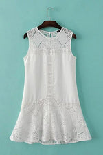 Wholesale White Sleeveless Lace Mini Dress