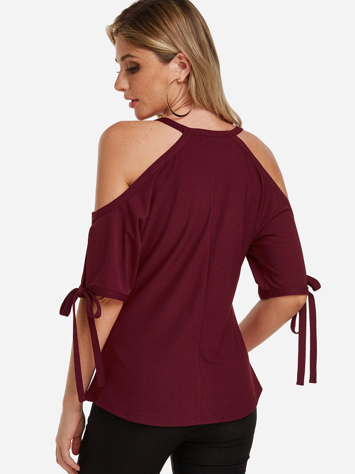 NEW FEELING Womens Burgundy T-Shirts