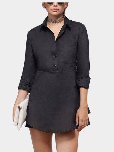 Wholesale Black Layered A-Line Shirt Dresses