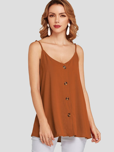 Wholesale Front Button V-Neck Sleeveless Cami