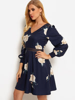 OEM Ladies Navy Floral Dresses