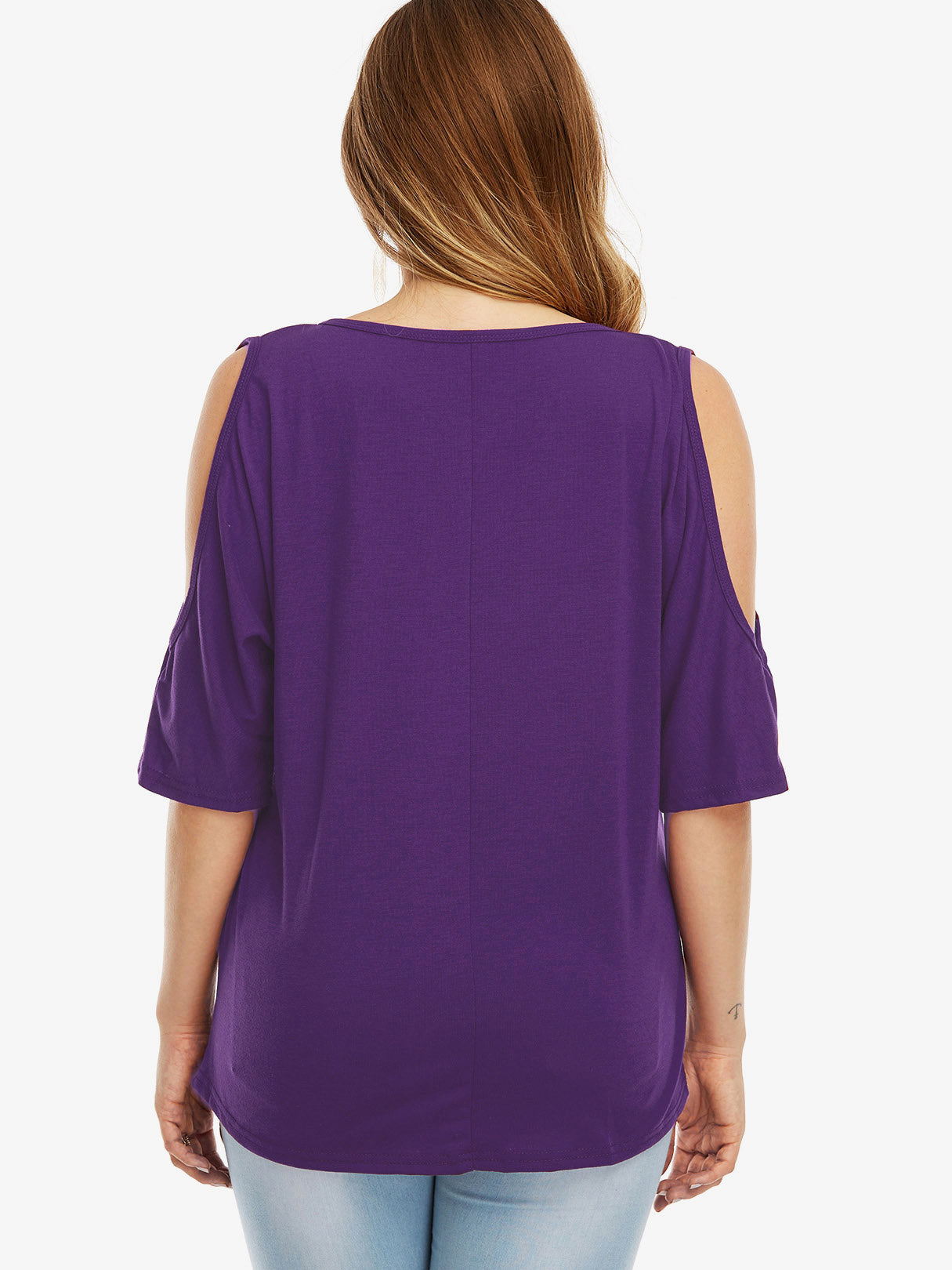 NEW FEELING Womens Purple Plus Size Tops