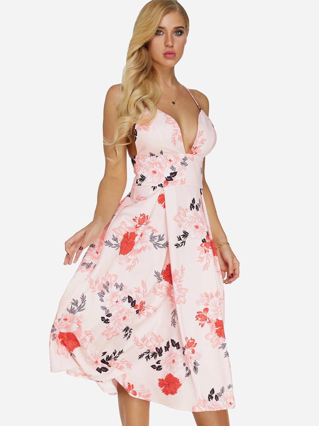 OEM Ladies Pink Floral Dresses