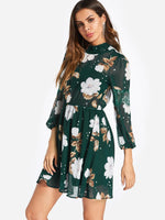 OEM Ladies Green Floral Dresses