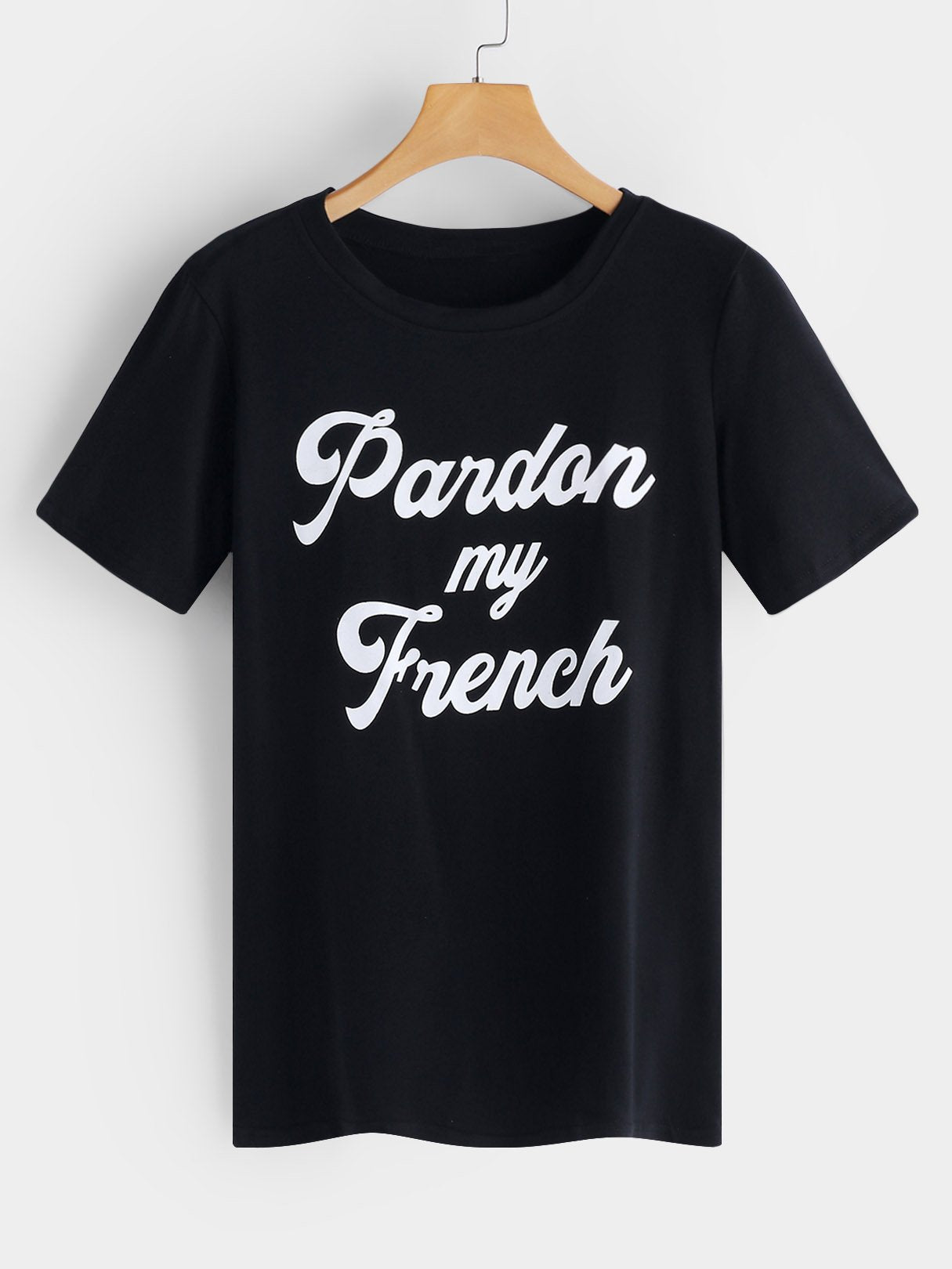 Wholesale Crew Neck Letter Printed Short Sleeve Black T-Shirts