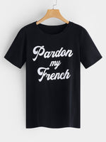 Wholesale Crew Neck Letter Printed Short Sleeve Black T-Shirts