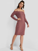 NEW FEELING Womens Rust Midi Dresses