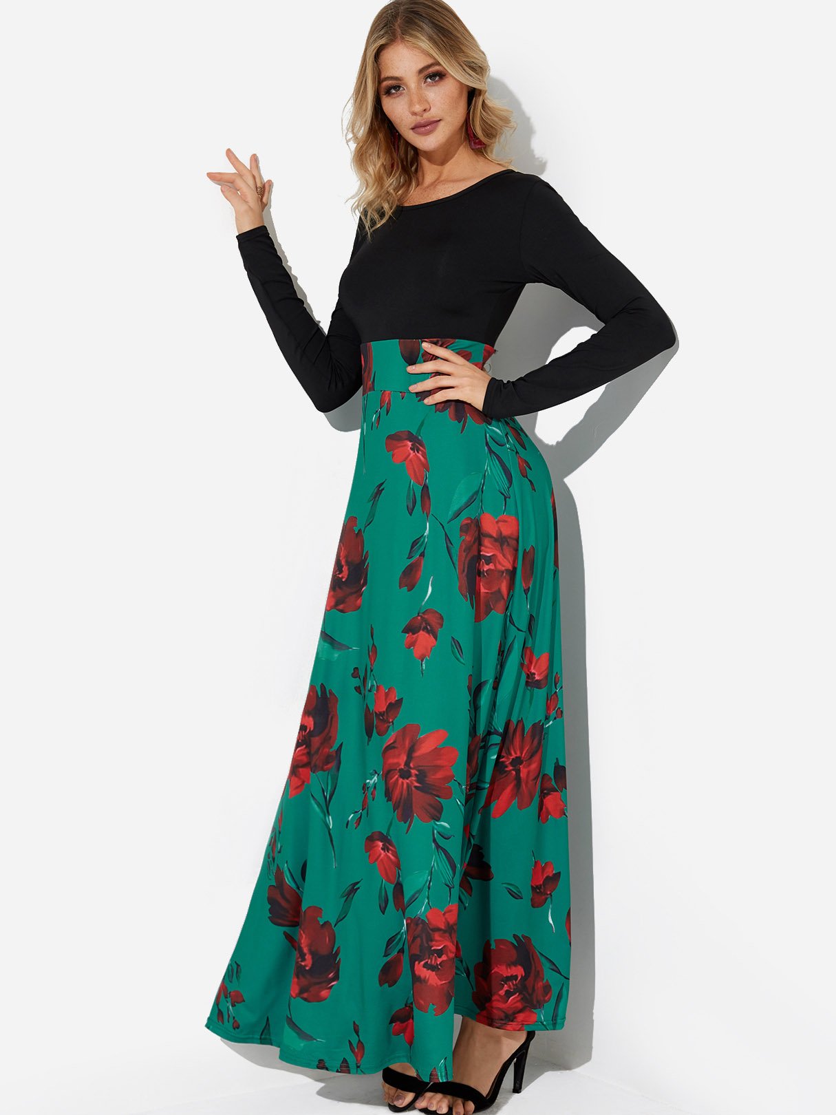 OEM ODM Long Velvet Dress Green