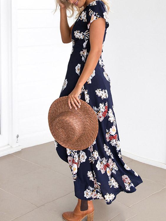OEM Ladies Navy Maxi Dresses