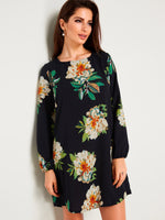 NEW FEELING Womens Black Floral Dresses