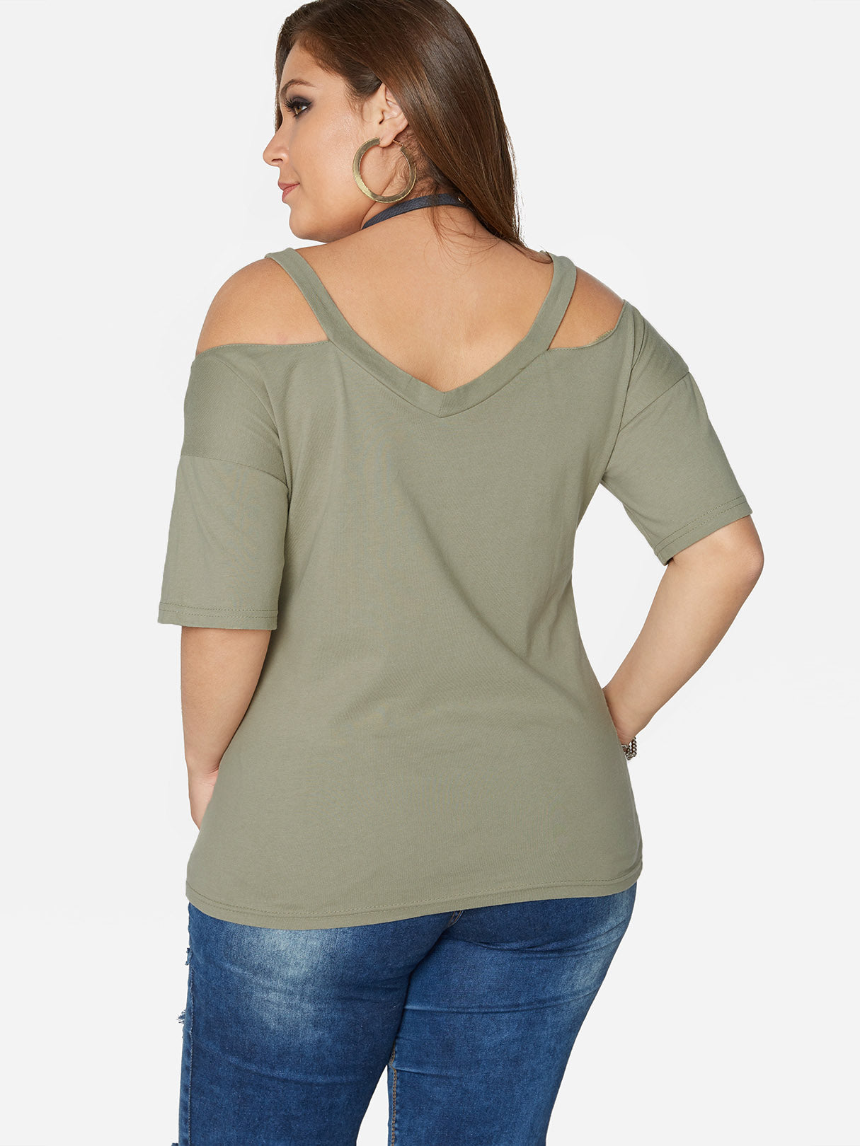 NEW FEELING Womens Green Plus Size Tops