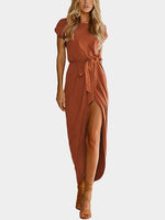 Custom Dark Red Halter Neck Dress