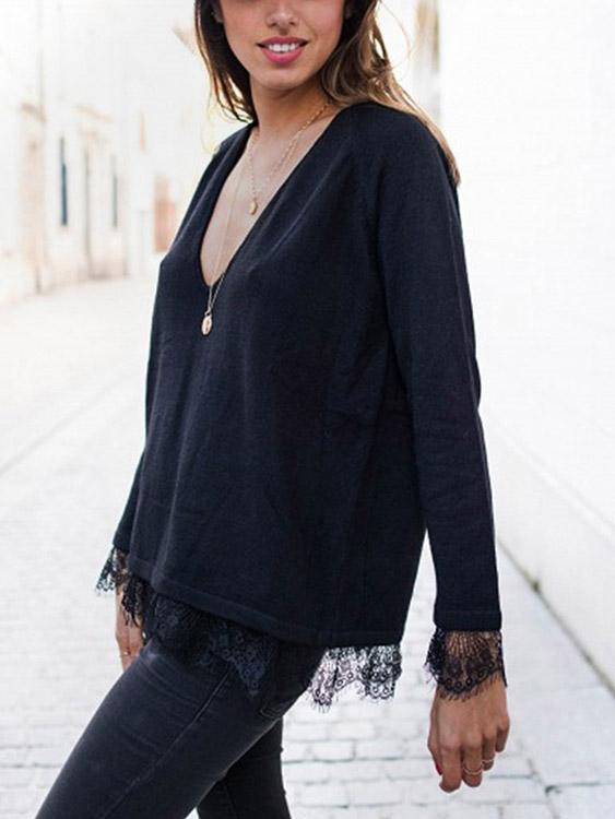 NEW FEELING Womens Black T-Shirts