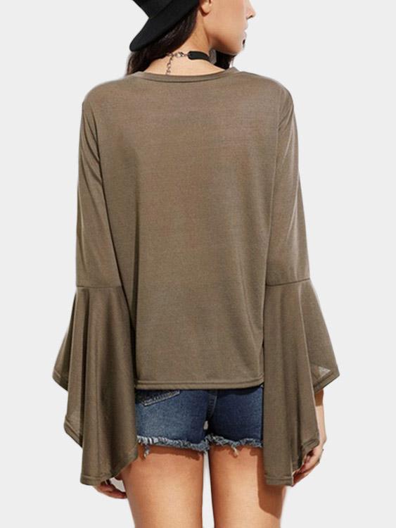 NEW FEELING Womens Khaki T-Shirts