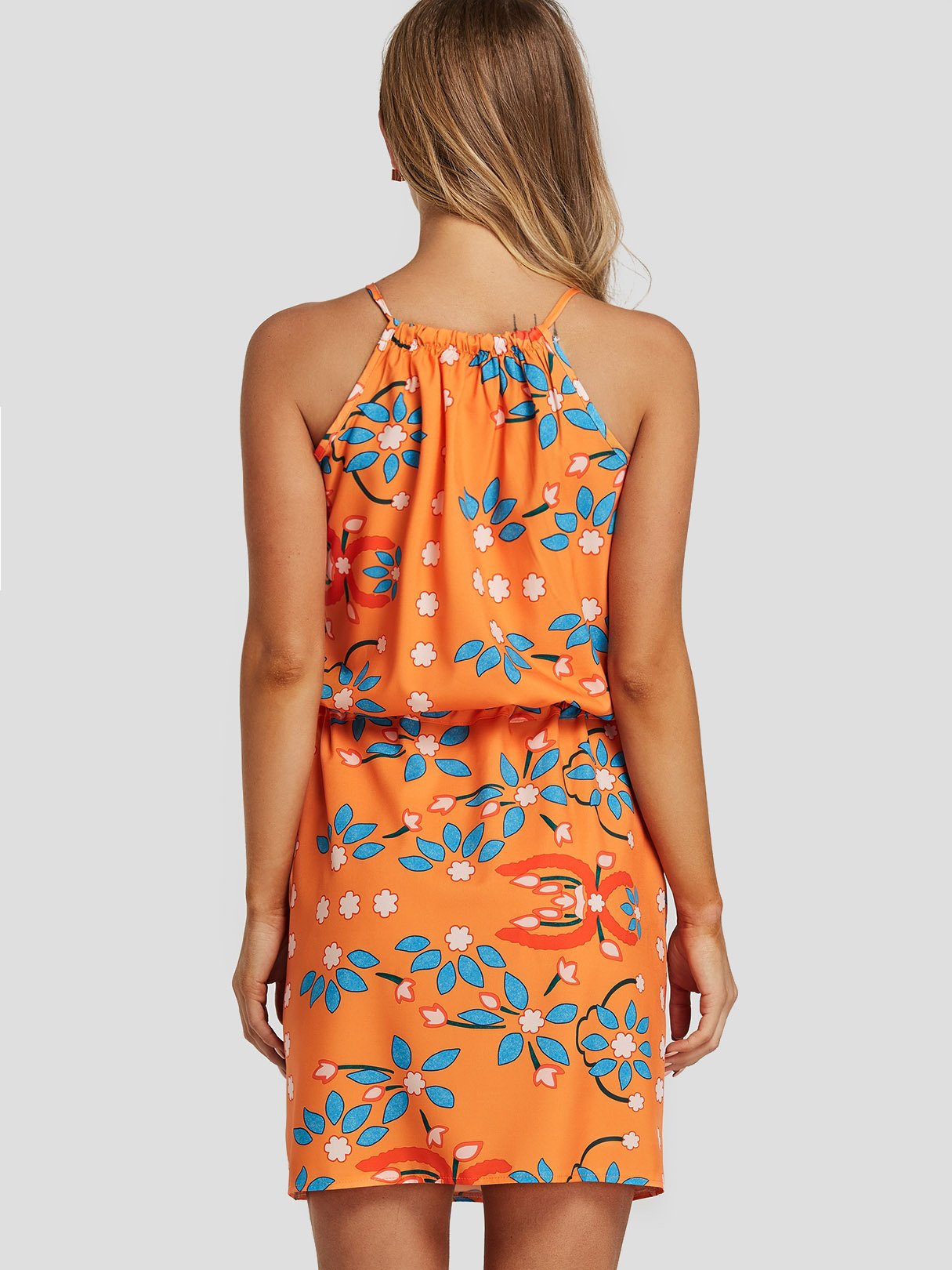NEW FEELING Womens Orange Floral Dresses