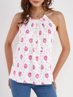 Wholesale Round Neck Floral Print Lace-Up Cut Out Sleeveless Camis