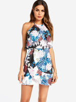 Wholesale Sleeveless Floral Print Flouncy Mini Dress