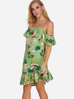 OEM Ladies Green Floral Dresses