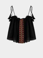 Wholesale Embroidered Sleeveless Black Camis