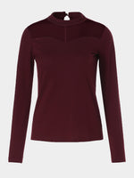 Wholesale Crew Neck Lace Long Sleeve Blue Blouses