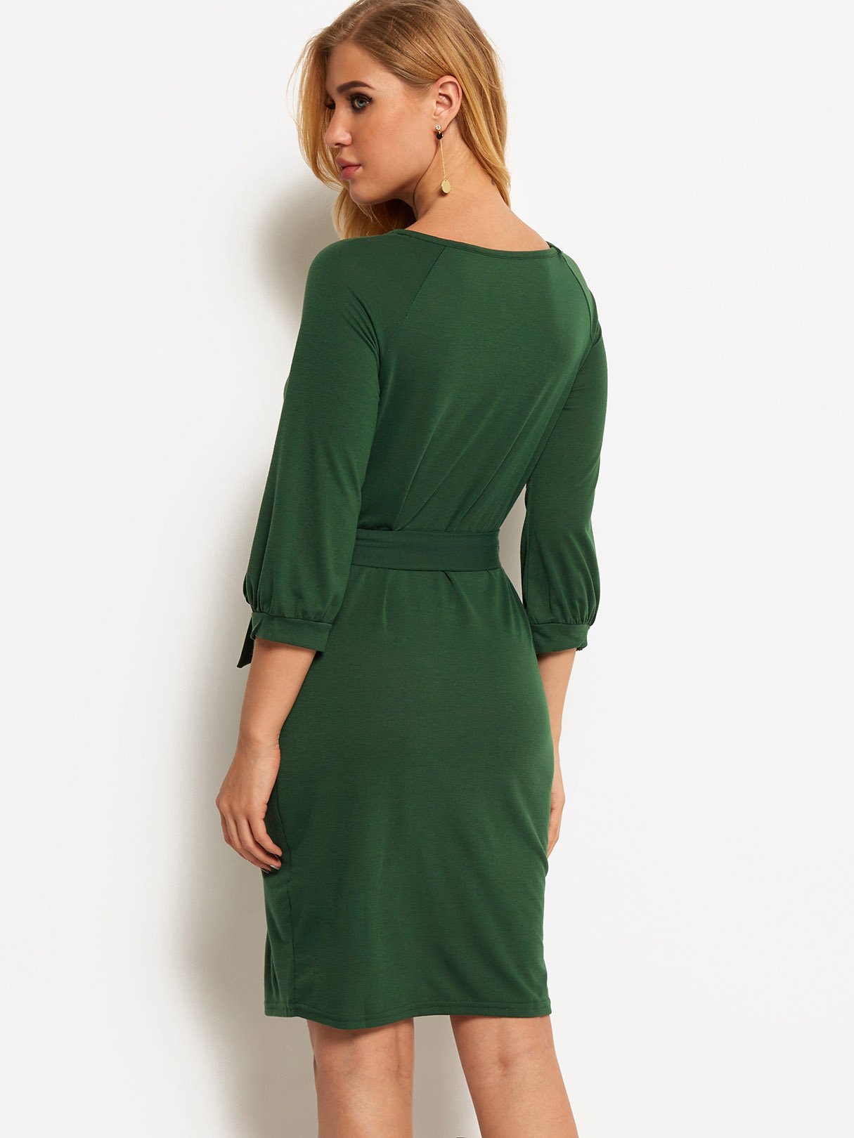 NEW FEELING Womens Army Green Casual Dresses