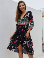 OEM Ladies Black Floral Dresses