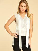 Wholesale V-Neck Sleeveless White Blouses