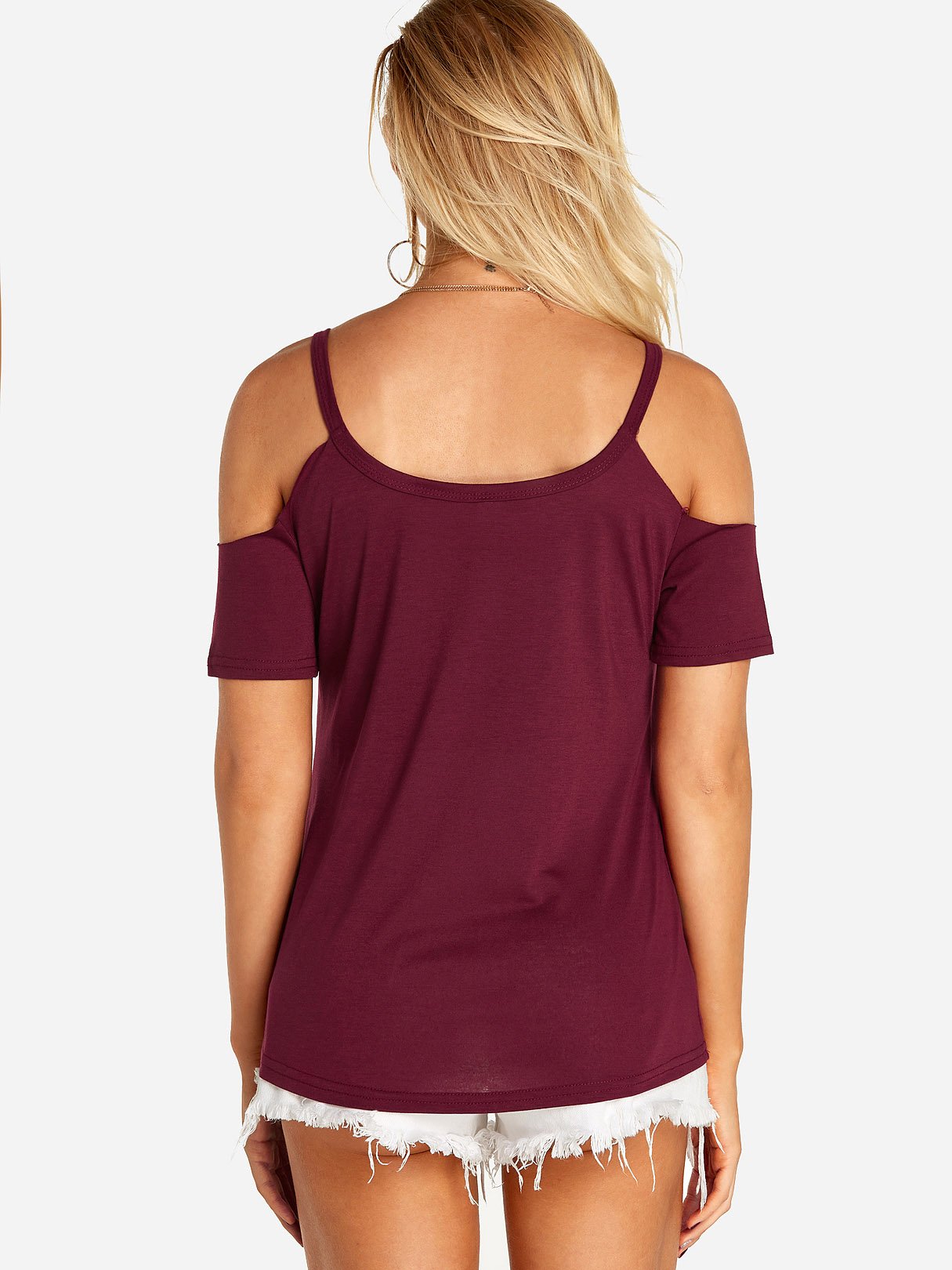 NEW FEELING Womens Burgundy T-Shirts