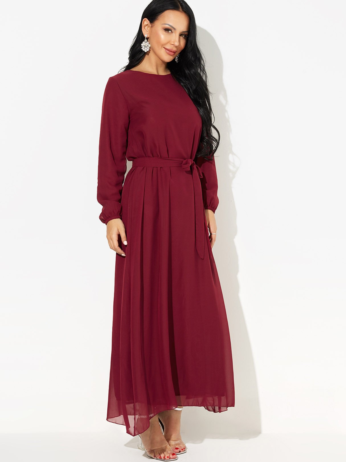 OEM Ladies Burgundy Maxi Dresses