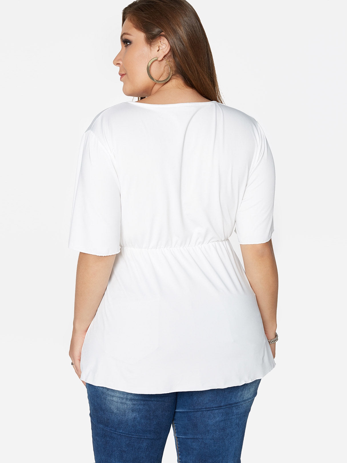 NEW FEELING Womens White Plus Size Tops