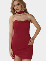 Wholesale Halter Bandeau Mini Dresses With Cut Out V Shape