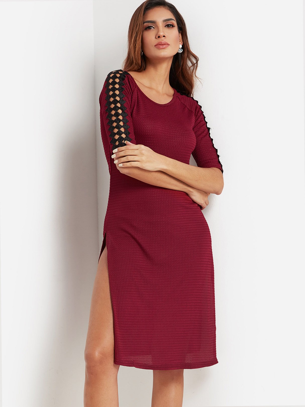 OEM Ladies Burgundy Sexy Dresses