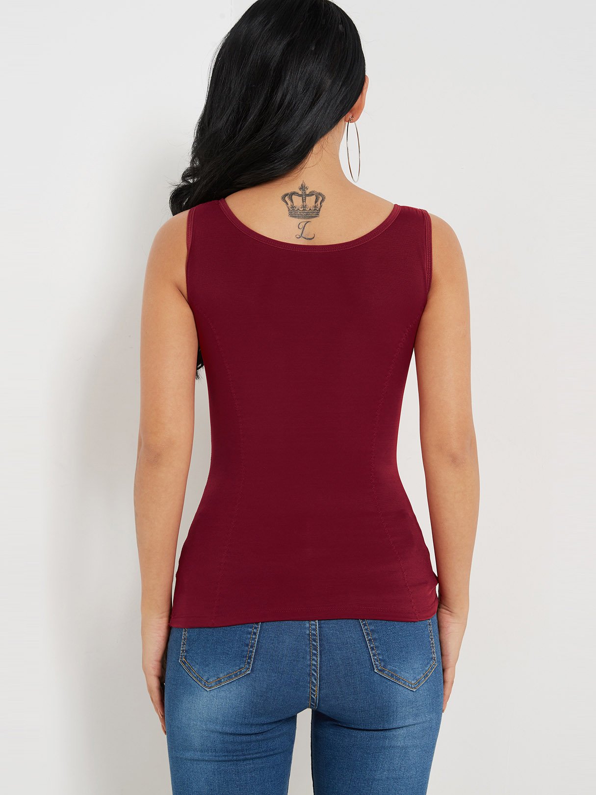 NEW FEELING Womens Burgundy Camis