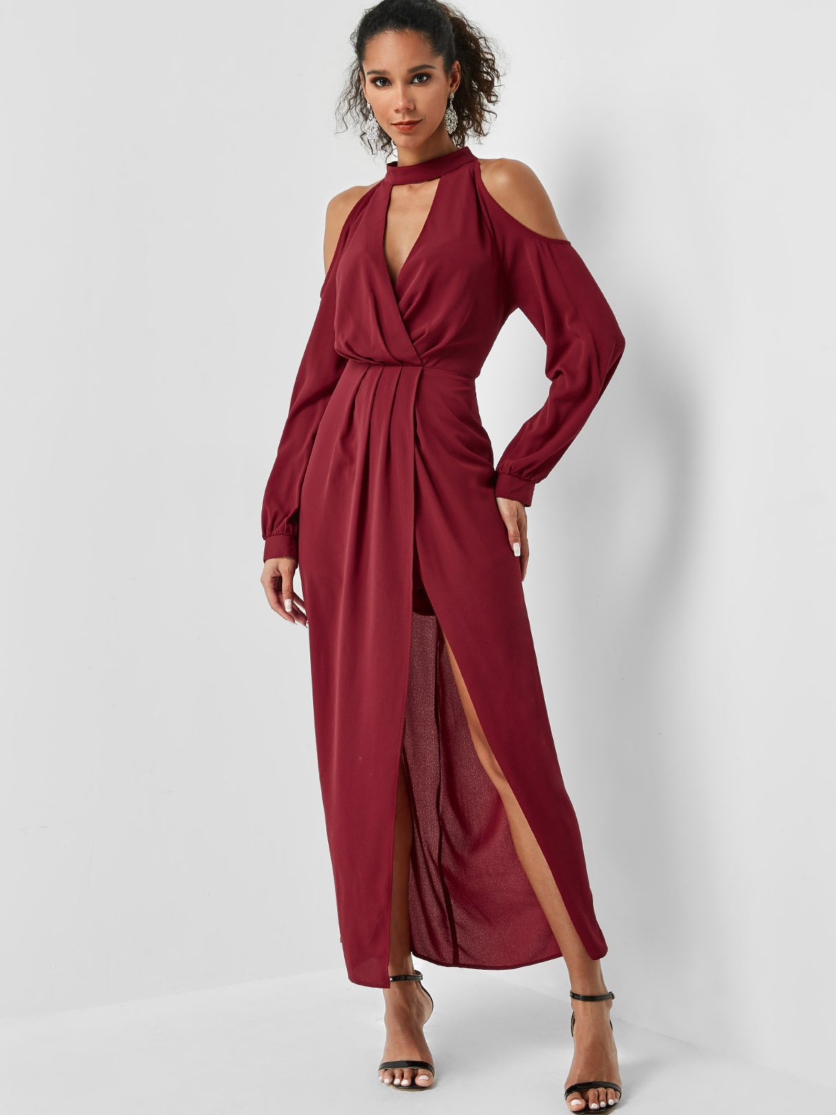 OEM Ladies Burgundy Maxi Dresses