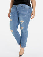 OEM Ladies Light Blue Plus Size Bottoms