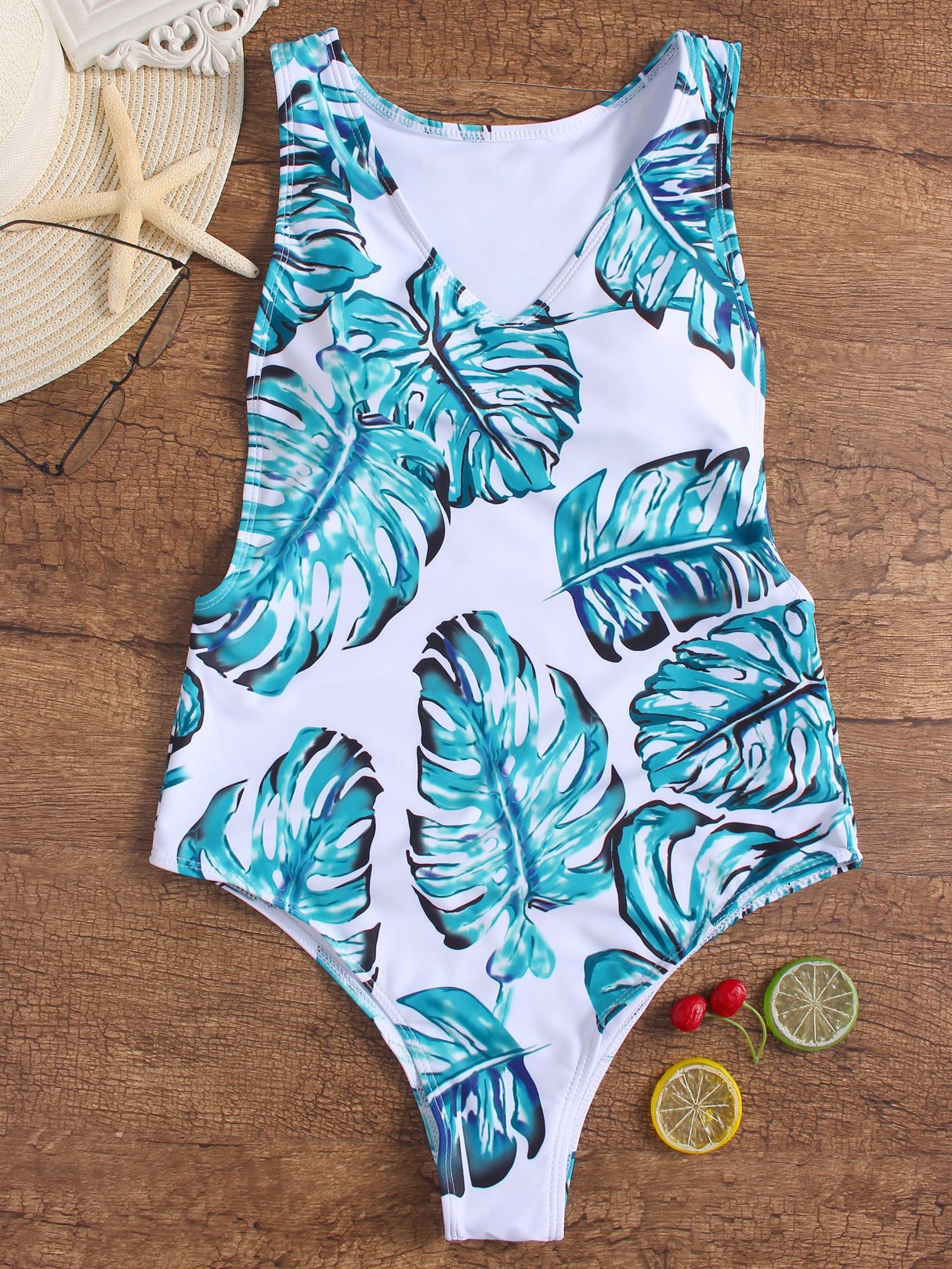 Wholesale V-Neck Sleeveless Printed One-Piece Swimsuit