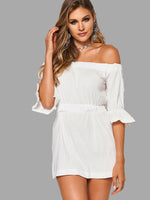 Wholesale Off The Shoulder 3/4 Length Sleeve White Sexy Dresses