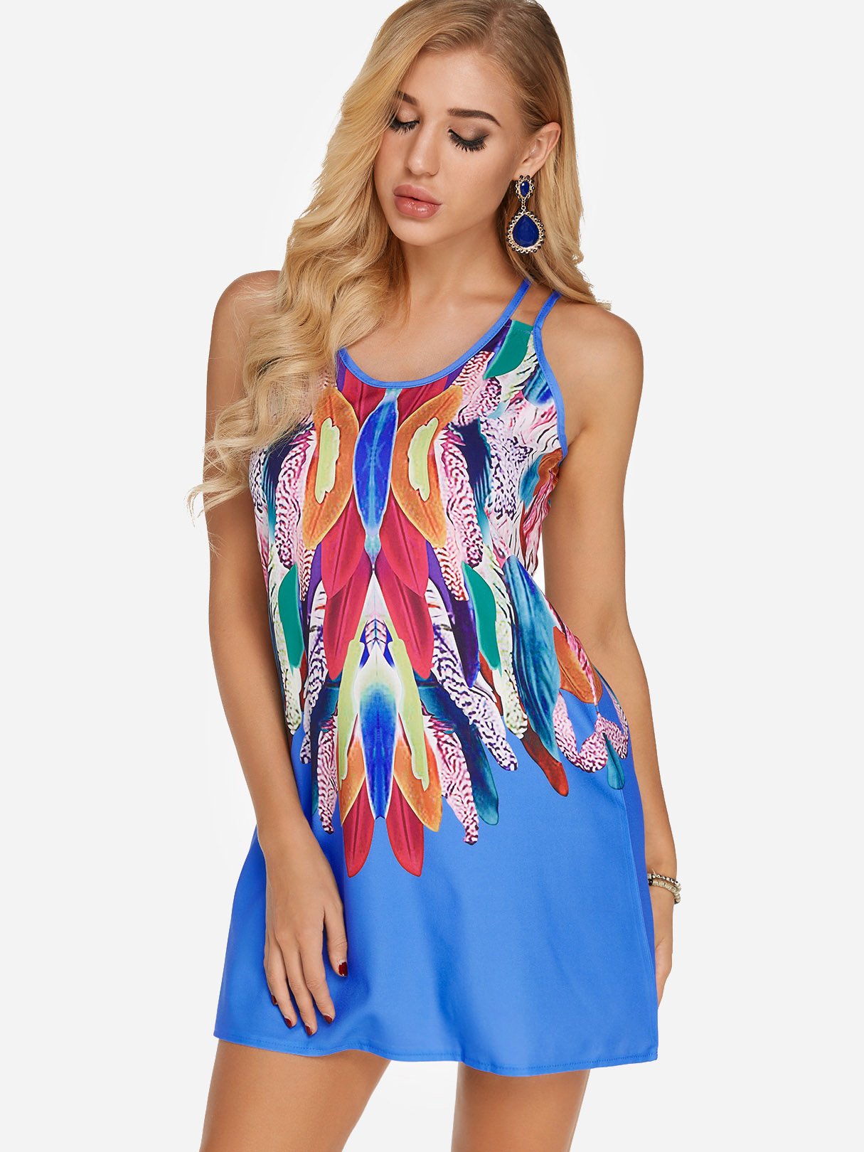 OEM Ladies Blue Mini Dresses