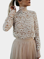 Wholesale Lace Long Sleeve Apricot Blouses
