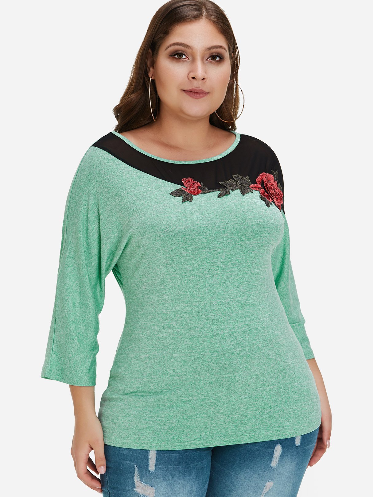 ODM Ladies 3/4 Sleeve Plus Size Tops